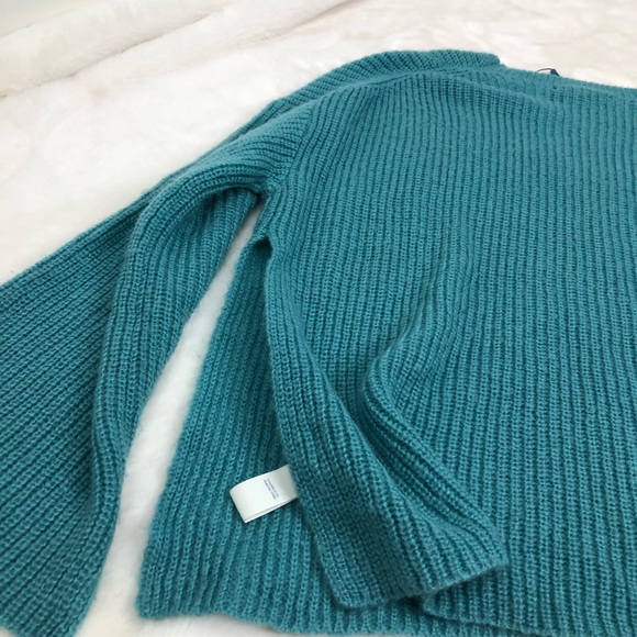 Rebecca Minkoff Aqua Blue Side Slit Knit Sweater - Picture 4 of 8